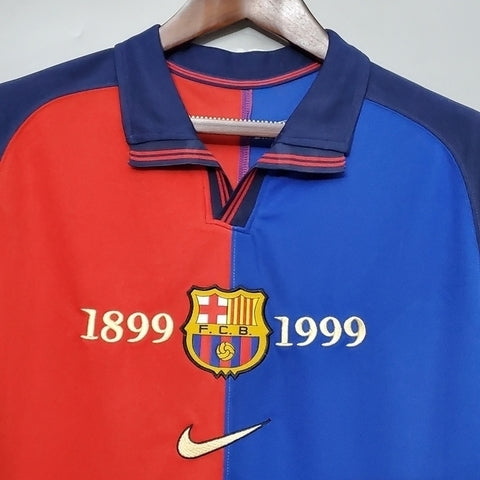 Barcelona 100 Years Retro Shirt 1999 Blue and Claret