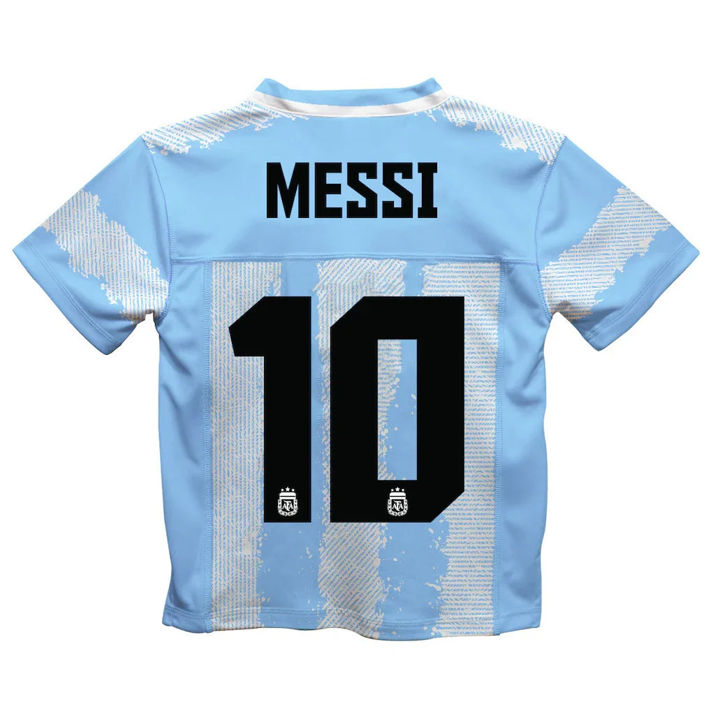 Lionel Messi Argentina National Team Vive La Fete Toddler Painted Stripes Football Jersey - Light Blue
